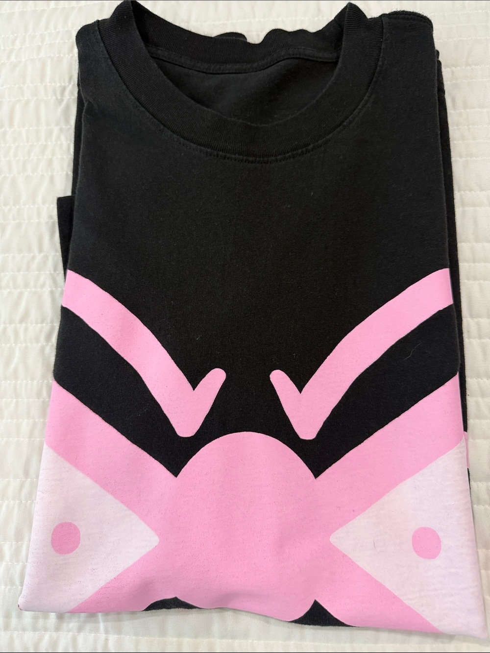 Black Tee with Pink Graphic Butterfly